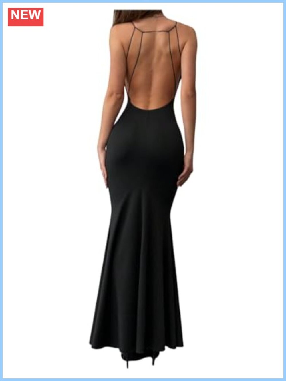 Open Back Maxi Dress Fishtail Cocktail Party Outfit